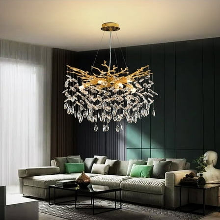 RRBEST Gold Luxury Tree Branch Chandelier,Modern Chandelier Crystal Light Fixture,Pendant Light