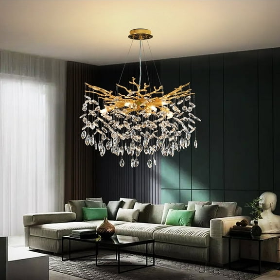 RRBEST Gold Luxury Tree Branch Chandelier,Modern Chandelier Crystal Light Fixture,Pendant Light