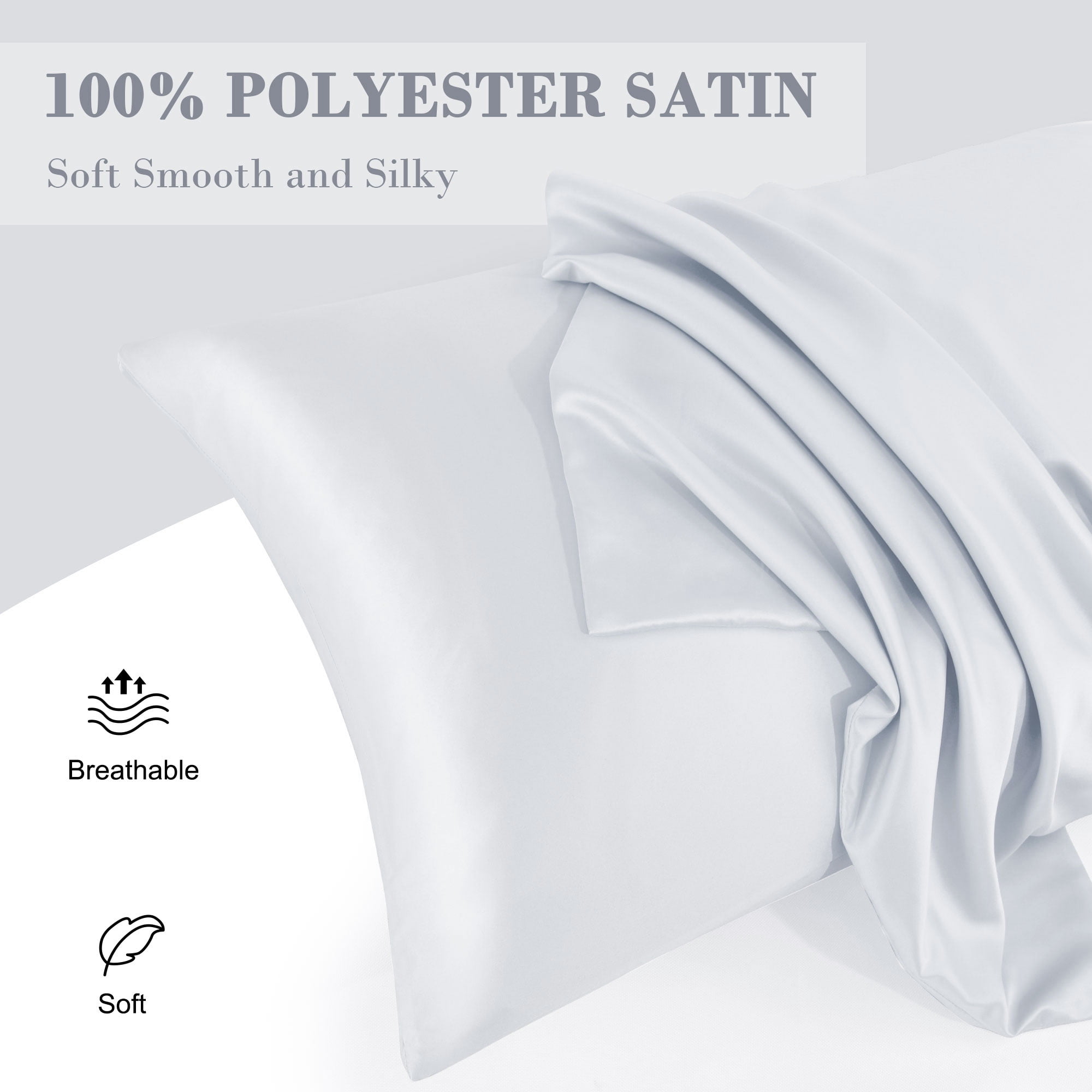 Unique Bargains 6 Pack Satin Pillowcase with Zipper, Travel, Silver