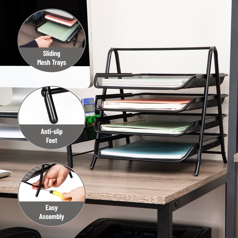 Mind Reader 4-Tier Paper Tray Organizer, Black photo 6