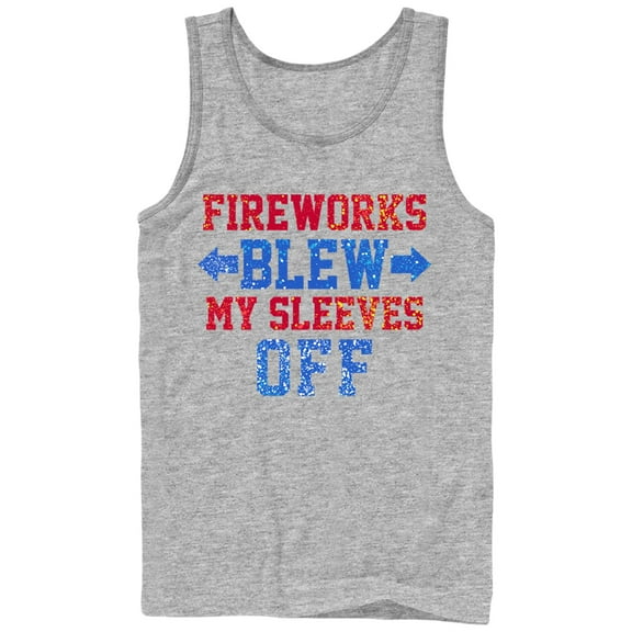 Men's CHIN UP 4th of July Fireworks Blew My Sleeves Off Tank Top Athletic Heather Medium
