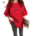 thumbnail image 1 of Camiseta de mujer estampada de manga corta con cuello redondo suelta de verano, rojo, M Inevent AP001204-17B, 1 of 7