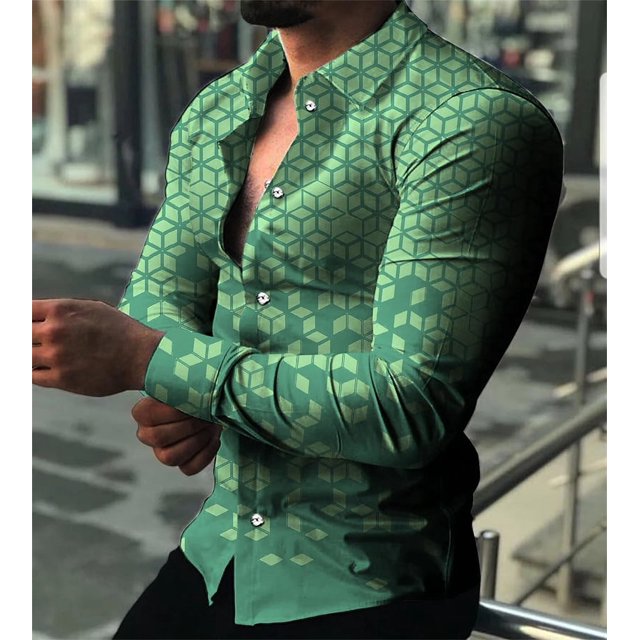 Camisa de manga larga con estampado de cielo estrellado para hombre Diseño de moda Camisas de manga larga de lujo para hombre Camisas con solapa con botones para las cuatro estaciones