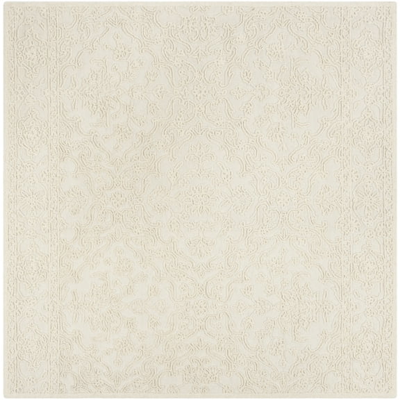 SAFAVIEH Trace Molly Solid Area Rug, Ivory, 8' x 8' Square