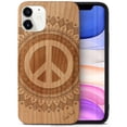 thumbnail image 1 of Case Yard Wooden Case Outside Soft TPU Silicone, Slim Fit Shockproof Wood Protective Phone Cover for Girls Boys Men and Women, Supports Wireless Charging Peace Mandala Design case for iPhone-12-Mini, 1 of 7