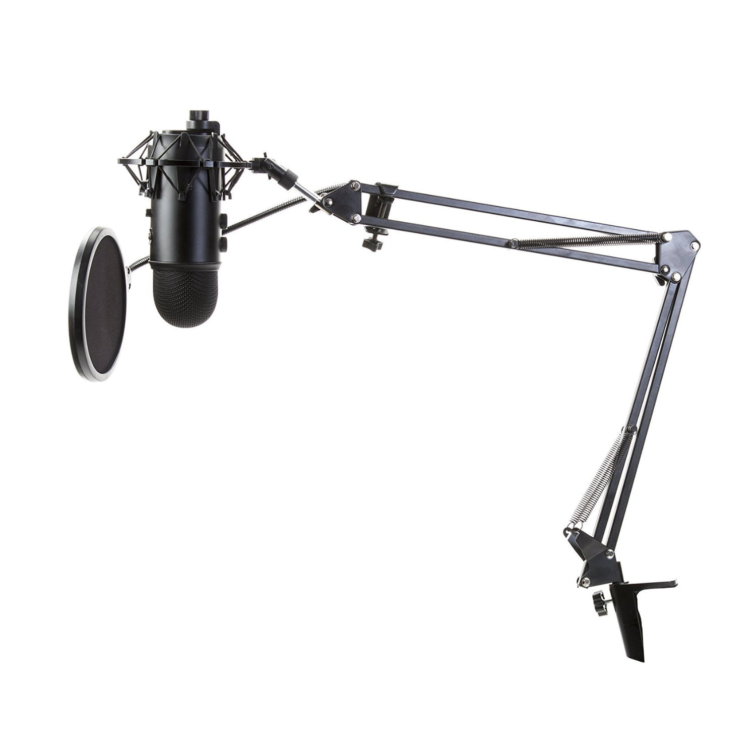 Blue Microphone (Blackout) with Boom Arm Stand, Pop and Shock Mount