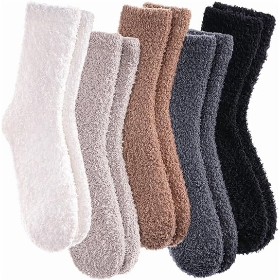 5 Pairs Womens Super Soft Fuzzy Plush Warm Winter Home Sleeping Slipper Socks