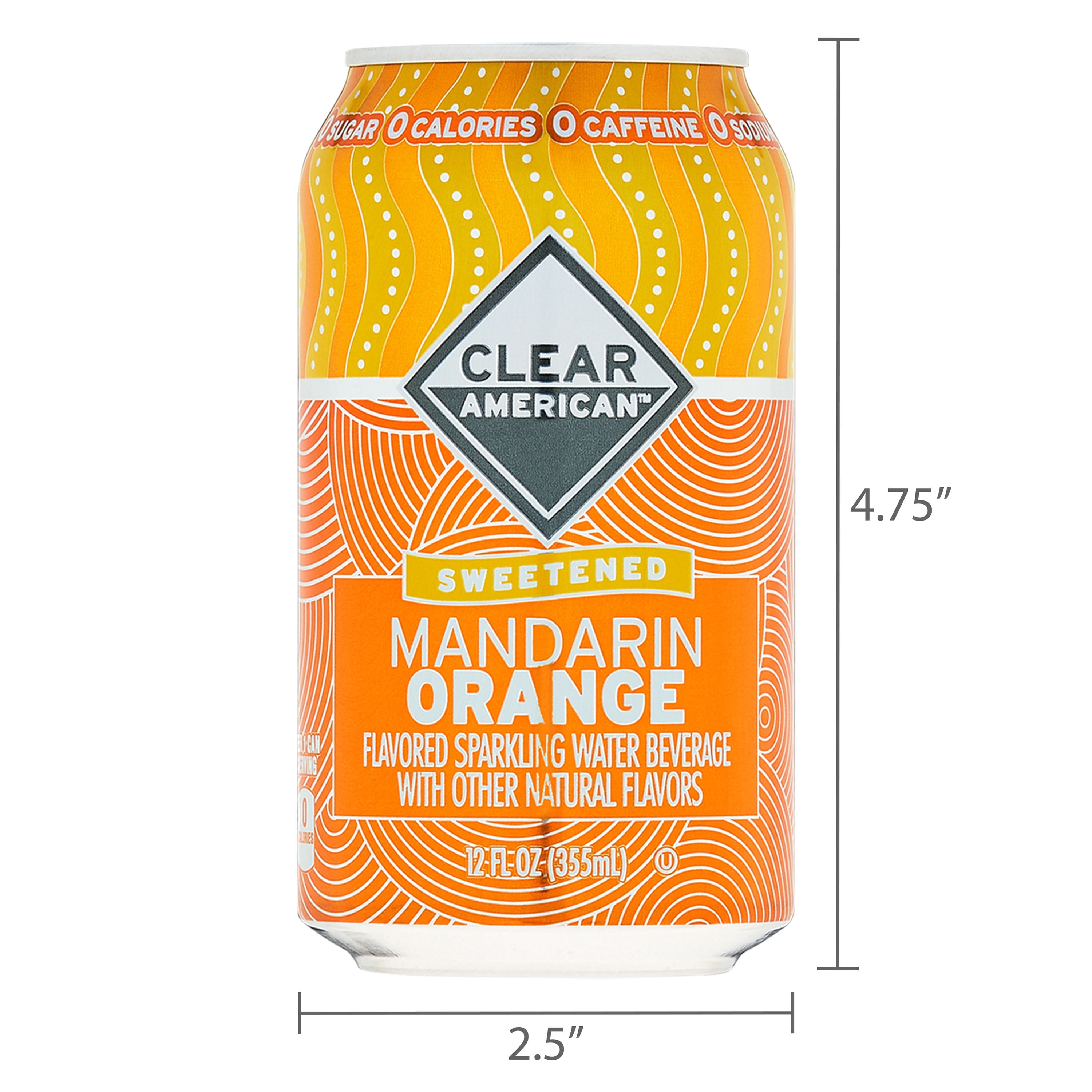 Clear American Mandarin Orange Sparkling Water, 12 fl oz, 12 Count