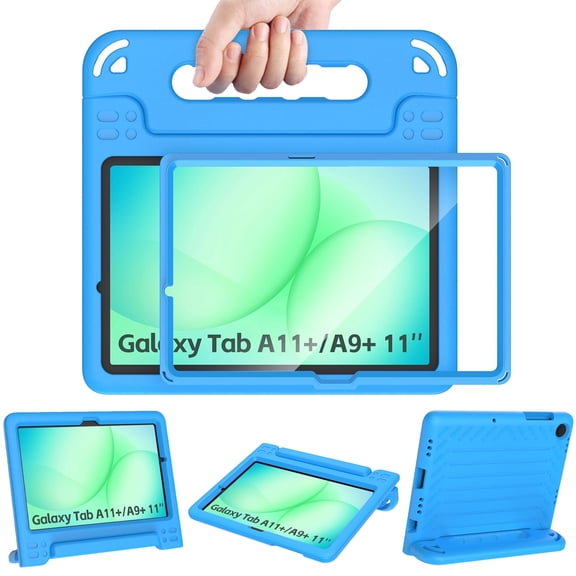 AVAWO Kids Case for Samsung Galaxy Tab A11 Plus/A9 Plus 11-inch 2026/2023, with Built-in Screen Protector, Light Weight Shock Proof Handle Stand Kids Friendly Cover,Blue