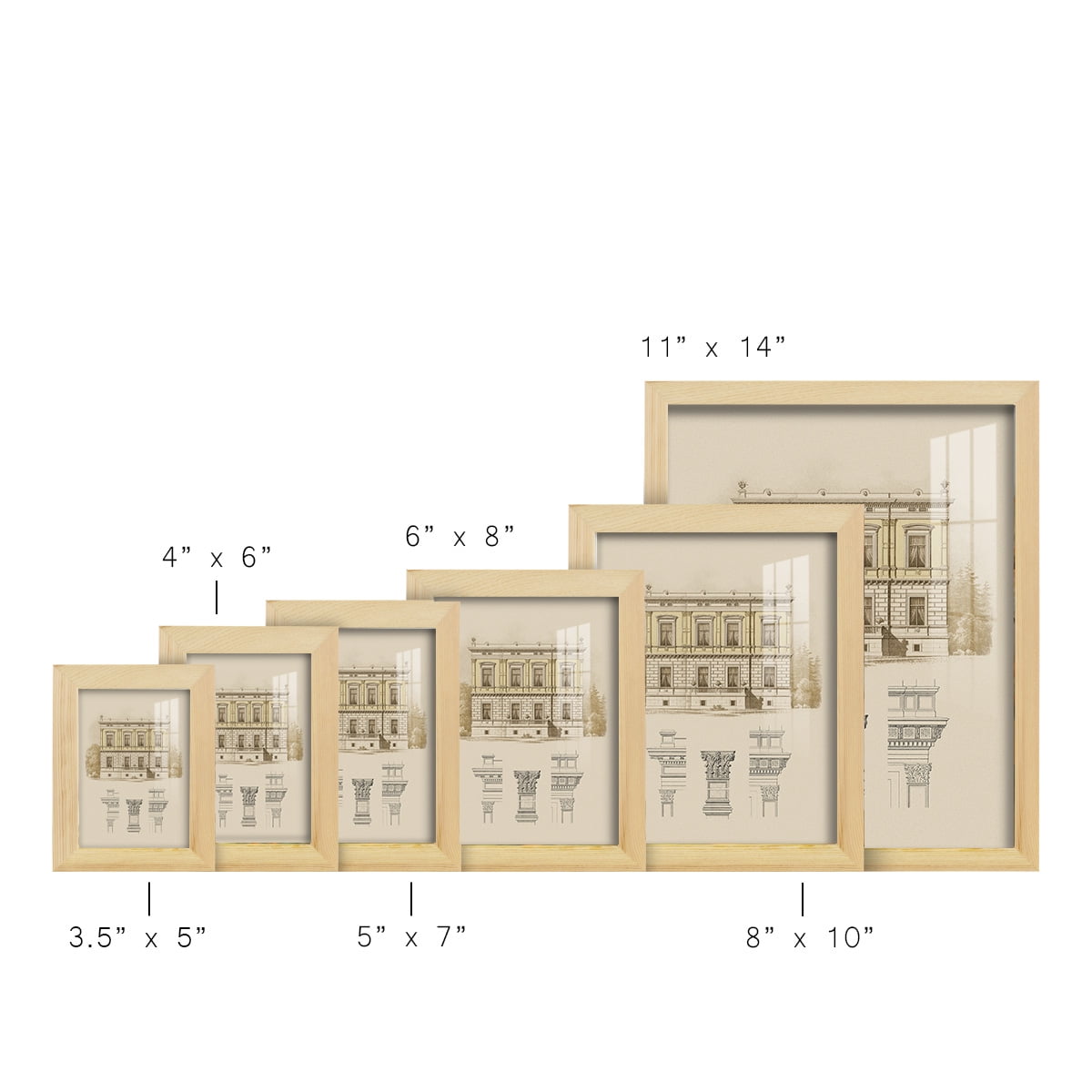 Estate & Plan IV -Framed Print w/glass-Natural Wood
