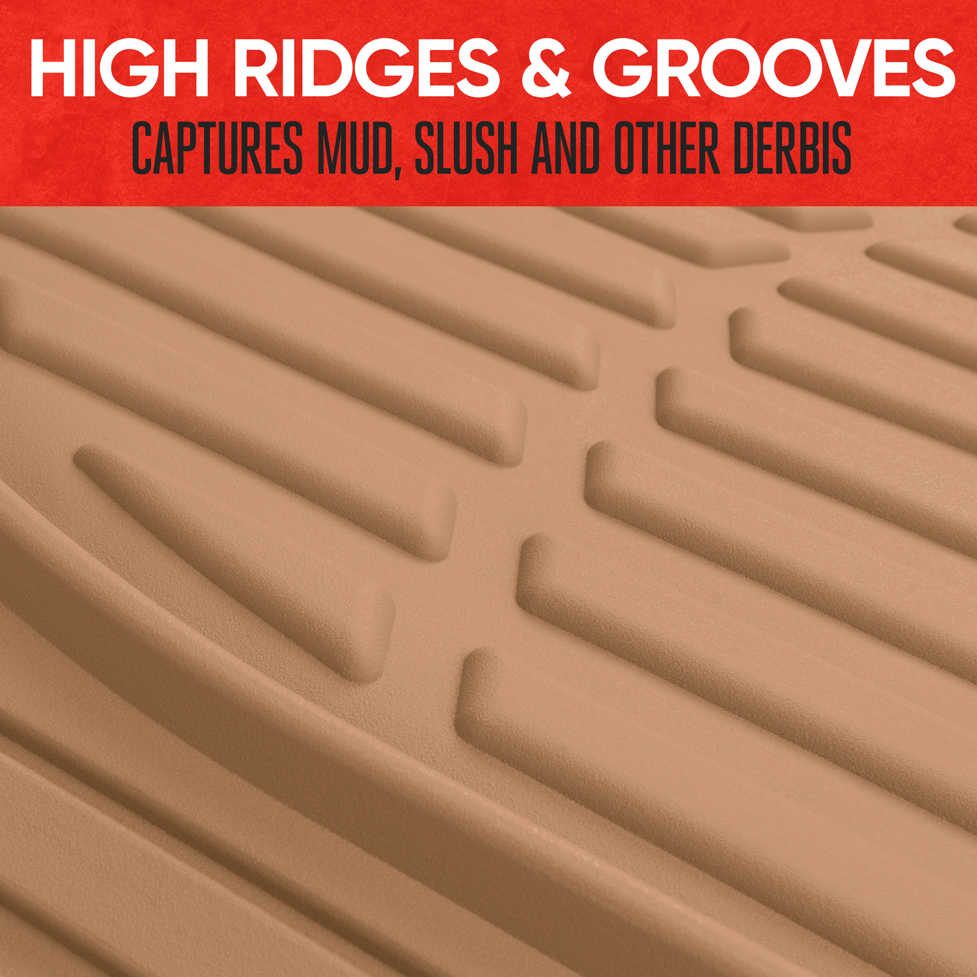 Motor Trend FlexTough Deep Dish Rubber Floor Mats, Beige, All-Weather Set photo 3