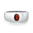 thumbnail image 2 of Gem Stone King 1.50 Cttw Oval 8X6MM Red Garnet Ring for Men | 925 Sterling Silver | Gemstone January Birthstone (Size 10), 2 of 4