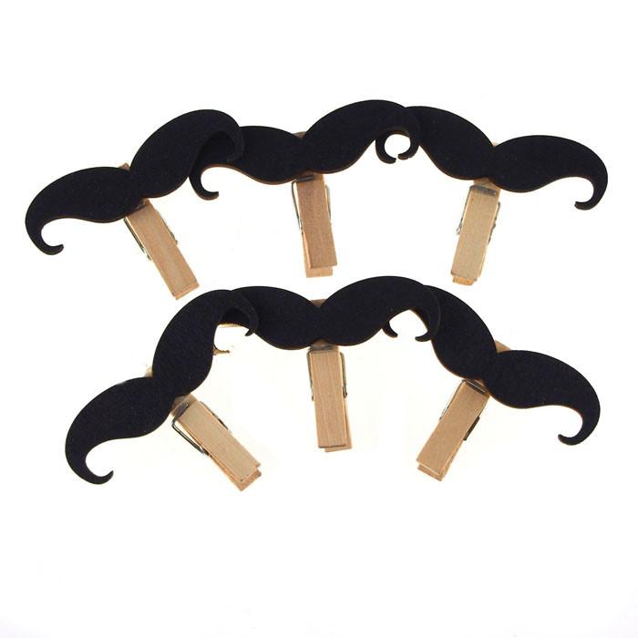 Chalkboard Tag Clothespins, Mustache, 21/4inch, 6Piece
