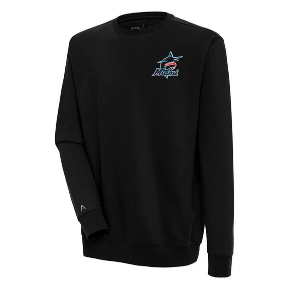 Men's Antigua  Black Miami Marlins Victory Pullover Sweatshirt