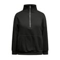thumbnail image 3 of Angala Women Solid Hoodless V Neck Long Sleeve Zippered Pocket Sweatshirt Cozy Breathable Women's Hoodie, 3 of 4