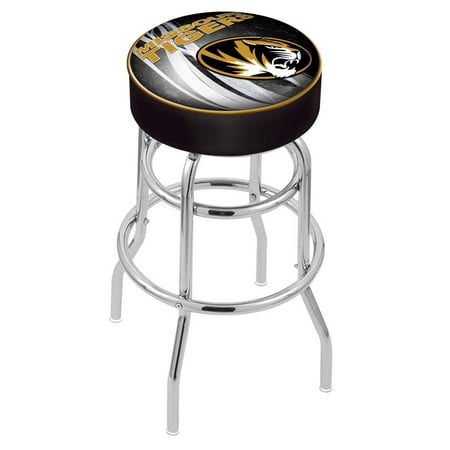 Wildcats Double Rung Vinyl - Missouri 25 Inch L7C1 Cushion Seat With Double Rung Chrome Base Bar Stool