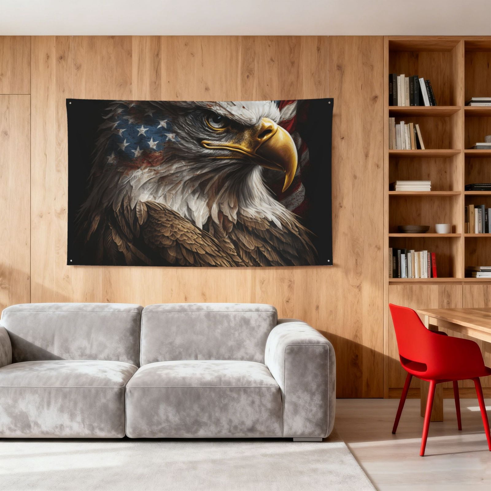 American Flag Bald Eagle USA Four Hole Decorated Banner Flag for Garden Yard Home Decoration Indoor Outdoor 4x6 Ft