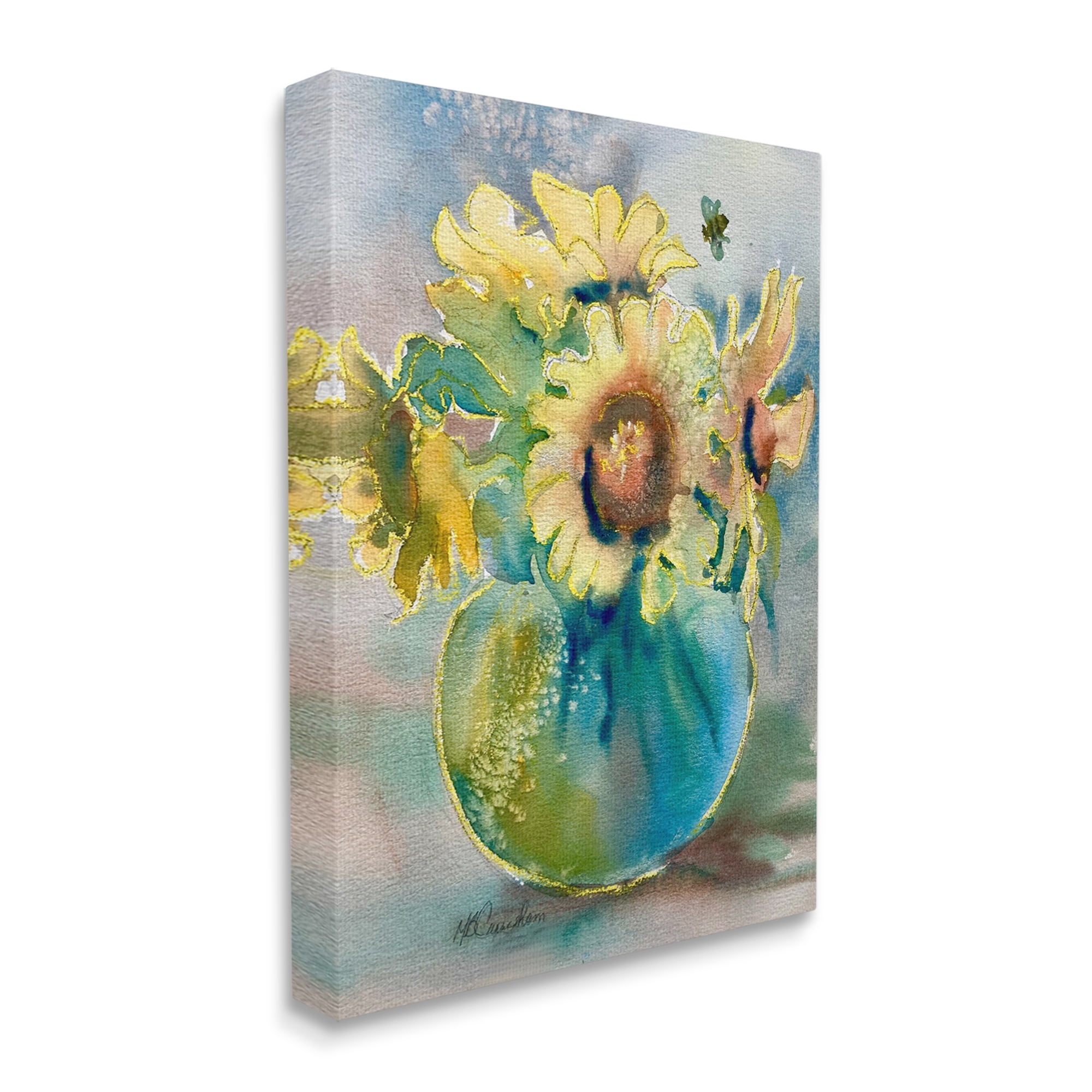 Stupell Industries Modern Yellow Daisies Botanical & Floral Painting Gallery Wrapped Canvas Print Wall Art, 24 x 30