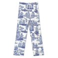thumbnail image 3 of Blue Willow Ceramic Background Texture Pajama Pants Breathable with Pockets Pajamas For Lady Vintage Sleeping Pants Bedroom Homewear, 3 of 6