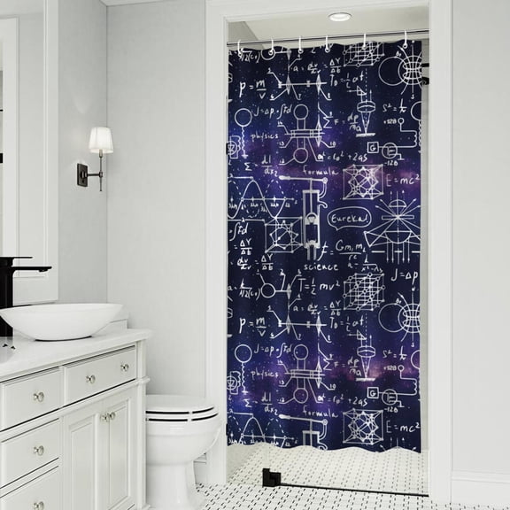 Math Equations Biology Molecules Green Pattern Shower Curtain 36"x72" ,Bathroom Decorative Shower Curtains Set with 12 Hooks,Modern Waterproof Washable Shower Curtain