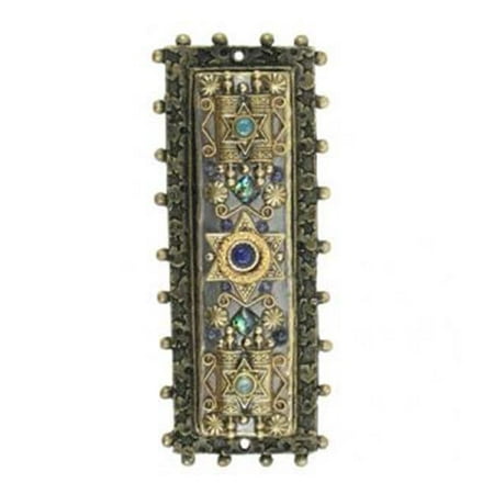 Judaica Kingdom MG-MZ5 Mezuzah Ornate Rectangle With Gold Accents