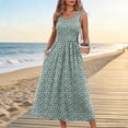 thumbnail image 2 of DHFJKG Summer Dresses Women Beach Boho Sleeveless Long Dress Scoop Neck Floral Printed Maxi Dress Flowy A Line Vacation Clothes Trendy Dresses, 2 of 4