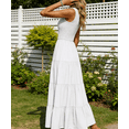 thumbnail image 5 of Summer Casual Smocked Midi Dress Women's 2026 Casual Loose Plain Maxi Sundress Smocked Tank Dress Sleeveless Spring Beach Tiered Long Dresses, 5 of 6