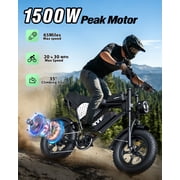 Electric Bike for Adults,Peak 1500W,Max28Mph & 80 Miles Electric Bicycle,48V 25Ah Full Suspension & Disc Brakes 16Fat Tire E-Bike
