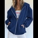 thumbnail image 5 of Sudaderas con Capucha y Cremallera para Mujer, Sudaderas Extragrandes, Conjuntos de Moda Escolar para Otoño, Chaquetas Informales, Ropa de Invierno Azul Marino M, 5 of 9