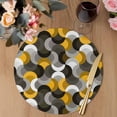 thumbnail image 3 of Yellow Grey Abstract Round 13 Inch Placemats Set of 2, Modern Geometric Ombre Artwork HeatResistant Non Slip Place Mats for Dining Table, Wipeable Braided Kitchen Table Mats for Housewarming, 3 of 9