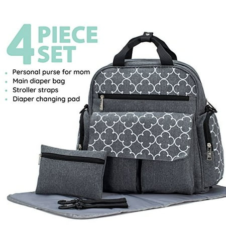 Diaper Bag Backpack Bedford Ave 4 Pieces Gray