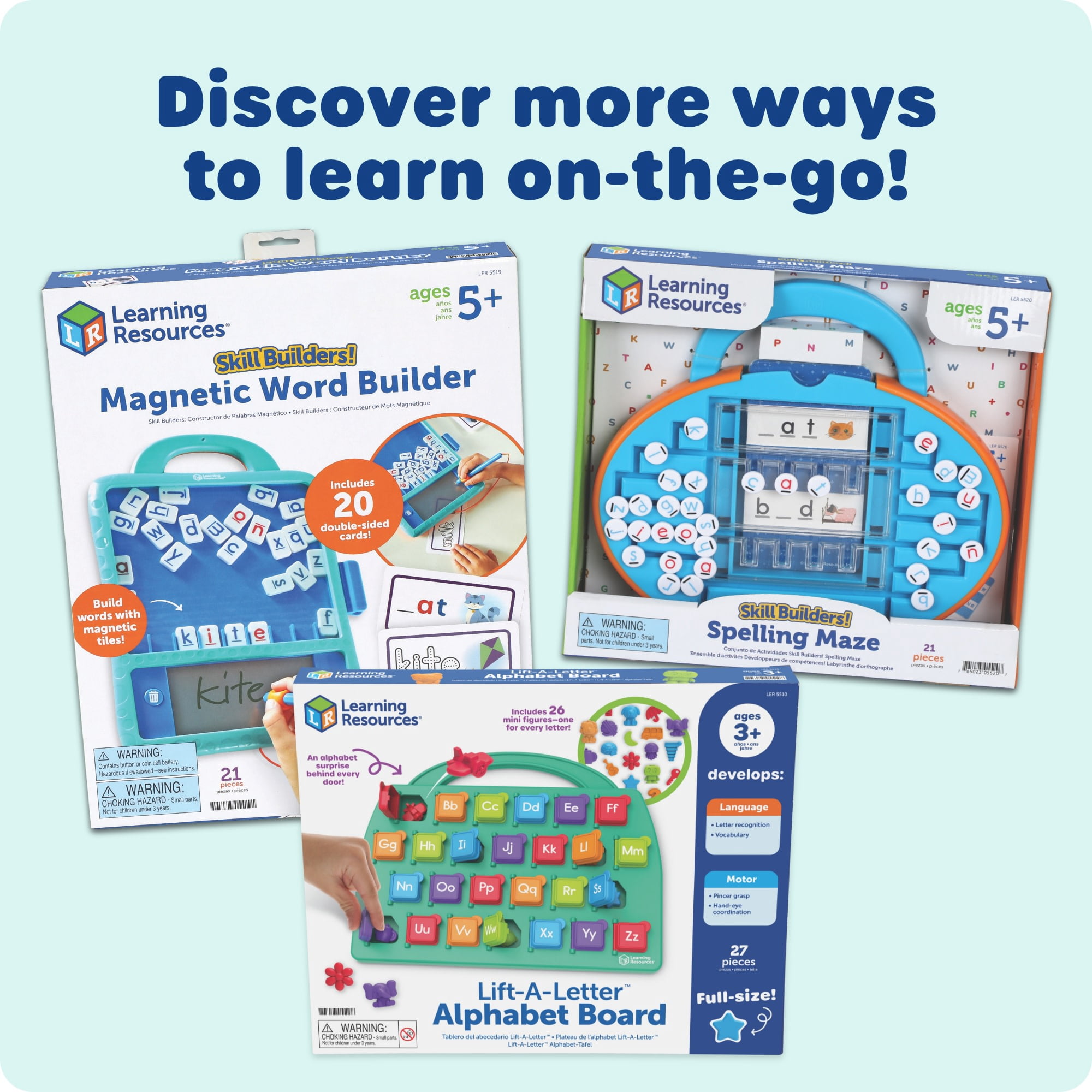 Learning Resources Lift-A-Letter Alphabet Board - ABC Toys, Vocabulary Practice, Ages 3+