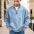 thumbnail image 2 of Xyant Boys Quarter Zip Waffle Sweatshirts Kids Fashion Long Sleeve Pullover Clothes (Sky Blue,13-14 Years), 2 of 4
