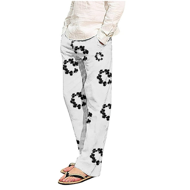 Pantalones de pijama largos de poliéster para hombre, informales, con estampado a cuadros, holgados y deportivos.