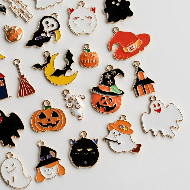 10 Enamel Vampire, Witch Charms, Halloween, Haunted Castle 