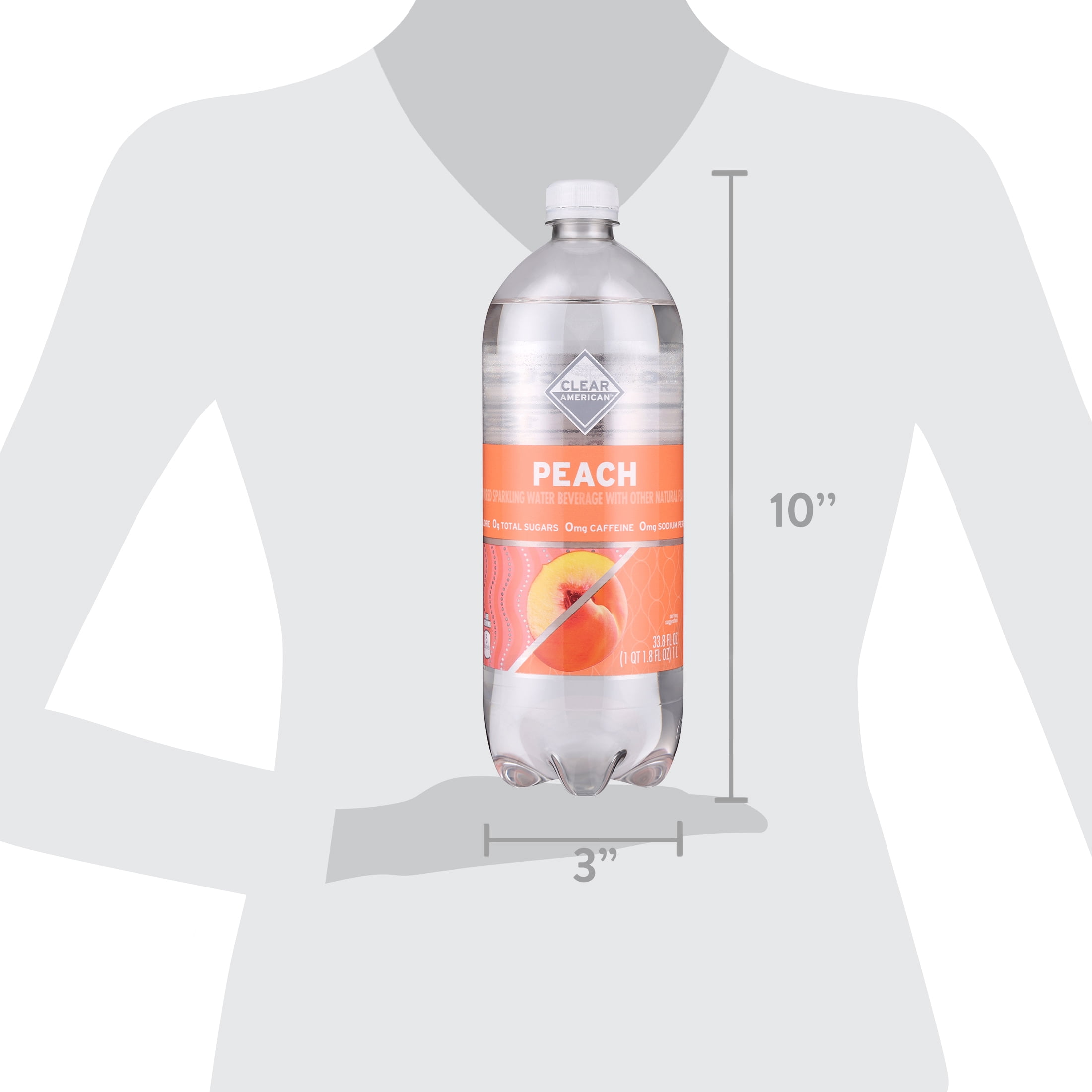 (12 pack) Clear American Peach Flavored Sparkling Water, 33.8 fl oz Bottle