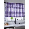 thumbnail image 5 of Sheer Curtains 45 Inch Length 2 Panels Set for Kitchen, Purple Plaid Semi Sheer Curtains for Windows, Modern Art Checkered Farmhouse Voile Window Treatments Rod Pocket Curtain, 5 of 7