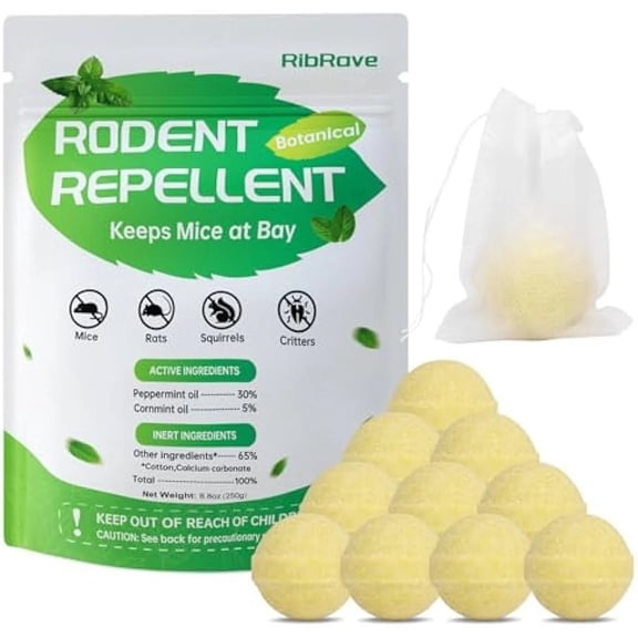 Tasajee 10 Packs Rodent Repellent Peppermint Oil to Repel Mice and Rats Mint Mice Repellent for Indoor & Outdoor to Get Rid of Mouse Rat Pest Squirrel Spider for Attic Garage RV House Light
