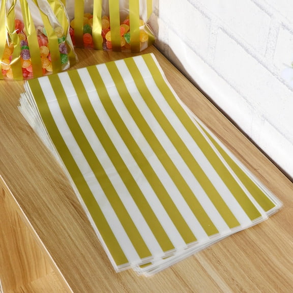 DECORNIJIA Candy Bags For Party Favors present Bags Yellow Plastic 100pcs Pack