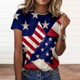 thumbnail image 1 of Lenago Blouses d'Été Grande Taille pour Femmes Mode T-shirt Décontracté à Manches Courtes Col Rond Imprimé Tenues du 4 Juillet pour Femmes, 1 of 5