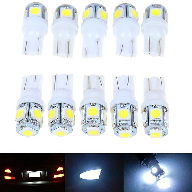10pcs White T10 Wedge 5-smd 5050 5w5 Led License Plate Bulbs