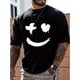 thumbnail image 1 of Men's Casual Trendy Smile Graphic Print Comfortable Crew Neck Short Sleeve T-shirts, Summer Top Tees, 1 of 6