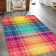 thumbnail image 3 of 3'x5' Area Rugs, Colorful Plaid Indoor Outdoor Area Rug for Living Room Bedroom, Modern Chic Rainbow Gradient Striped Washable Bathroom Rugs Kitchen Floor Carpet Mats Home Decor Aesthetic, 3 of 8