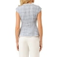 thumbnail image 3 of INSPIRE CHIC Women's Elegant Tweed Top Crew Neck Cap Sleeve Business Office Peplum Blouse Tops S Light Blue, 3 of 5