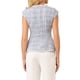 thumbnail image 3 of Edición INSPIRE CHIC Blusa de Tweed Elegante para Mujeres con Cuello Redondo y Mangas Cortas, Peplum para Oficina, Talla 2XL, Azul Claro, 3 of 5