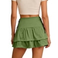 thumbnail image 4 of Wowcloth Women's A-line Short Skirt, Solid Color High Waist with Tie Belt, Retro Double Layer Ruffle Hem for Casual and Daily Wear, 4 of 5