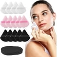 thumbnail image 2 of Powder Puff with Cleansing Puff Face,16 Pieces Triangle Powder Puff Makeup Puff for Loose Powder,Powder Puffs for Face Powder Sponge Velvet Washable Beauty Makeup Tool (Black+White+Pink), 2 of 5
