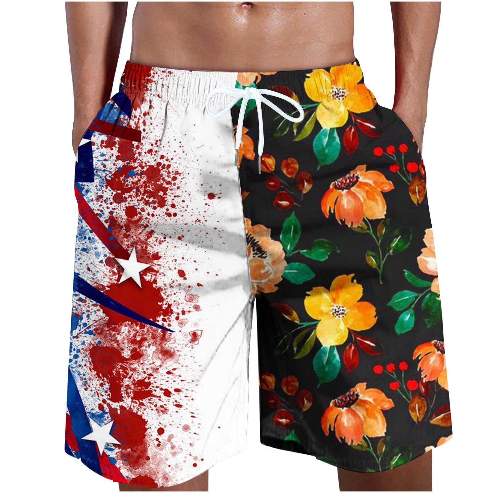 American Flag Board Shorts Men 2023,Summer Big and Tall Swim Trunks
