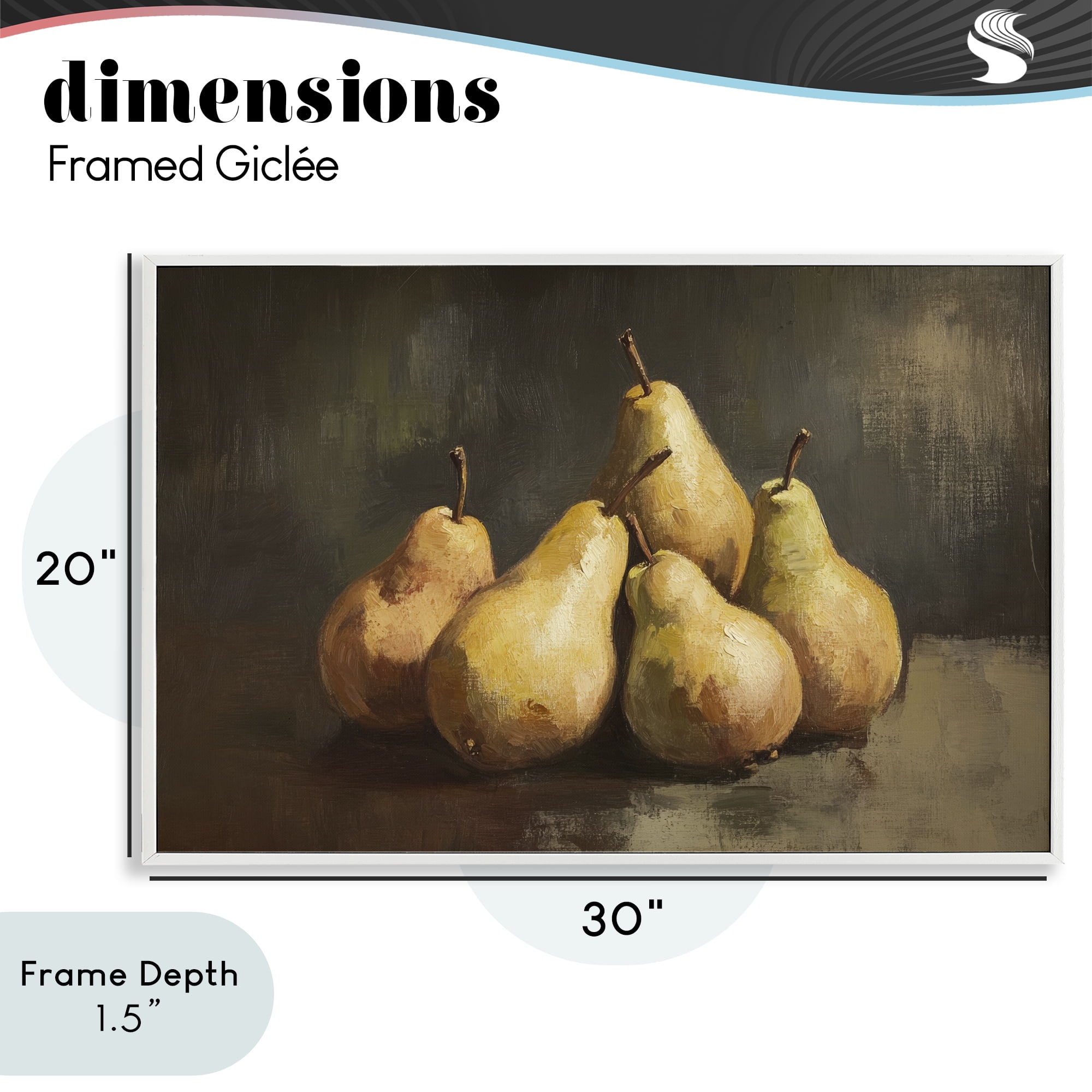 Stupell Industries Golden Pears Still Life White Framed Giclee Art, design by Petal Prints Design