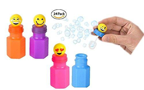 4 EMOJI BUBBLE BOTTLES BUBBLES AND 4 LARGE EMOJI RUBBER PARTY POPPERS 8 ITEMS! 